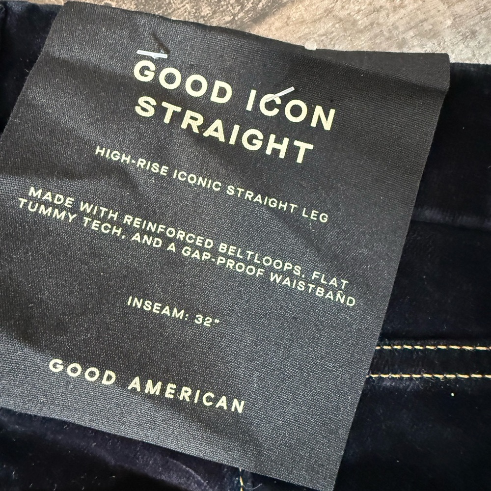 Good American Good Icon Straight Jeans Dark Wash High Rise Stretch Denim NWT - Picture 8 of 11